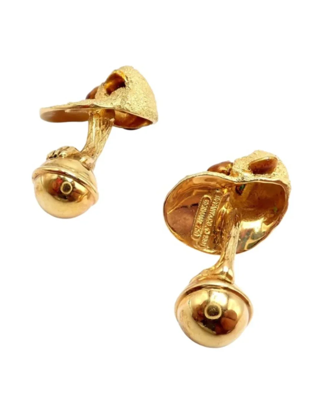 Vintage Tiffany & Co. 18k Yellow Gold Emerald Enamel Monkey Cufflinks 1991